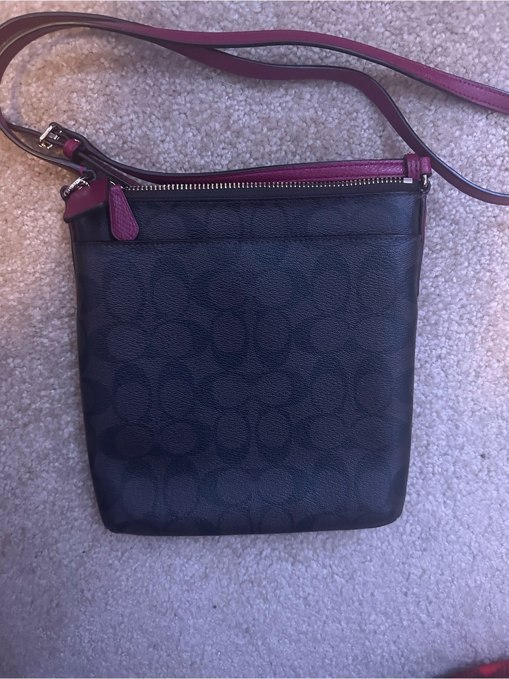 Coach Black Crossbody with Pink Strap Trim - Picture 2 of 3